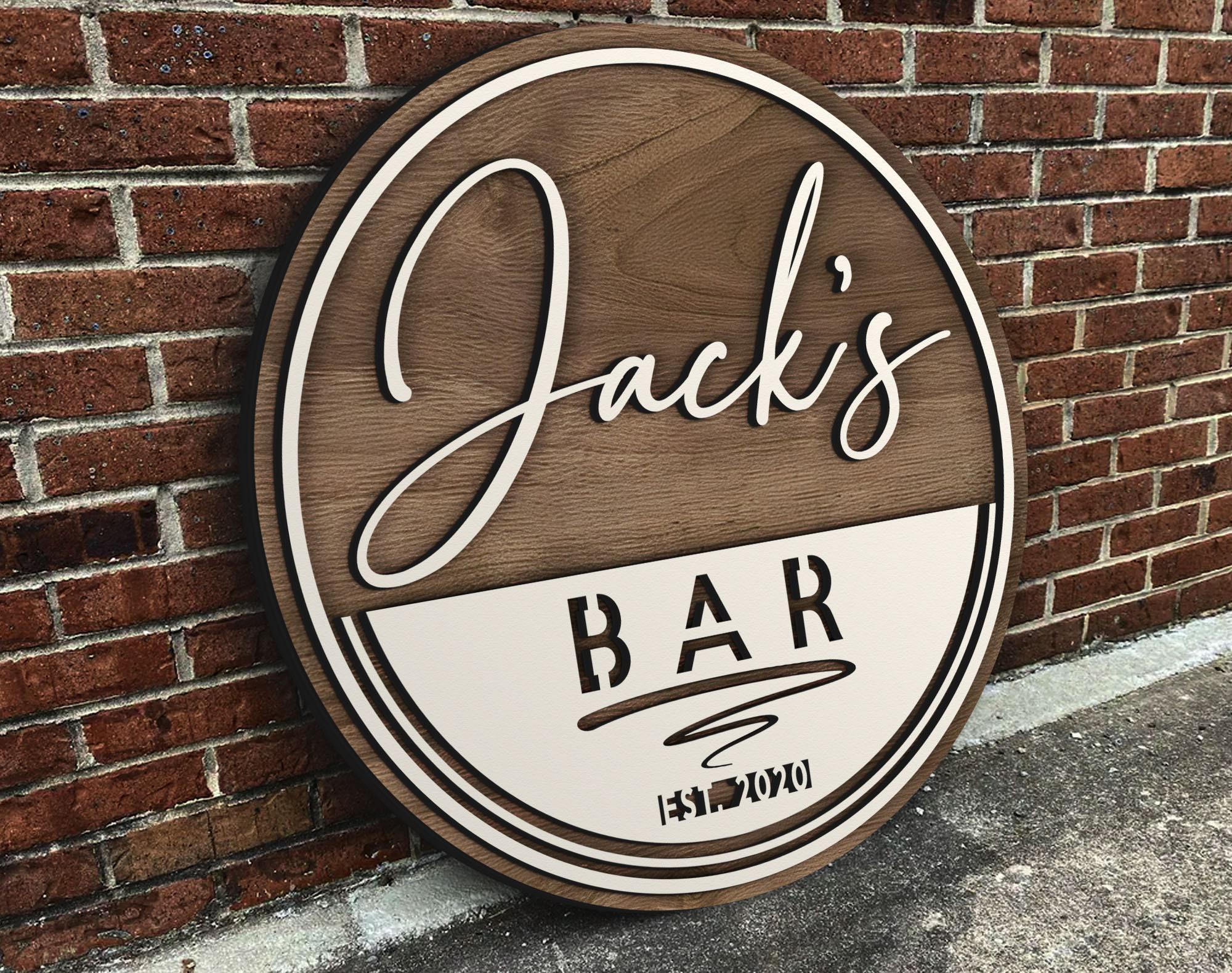Personalized Bar Sign, Round Wooden Sign, Custom Wood Sign, Home Bar ...