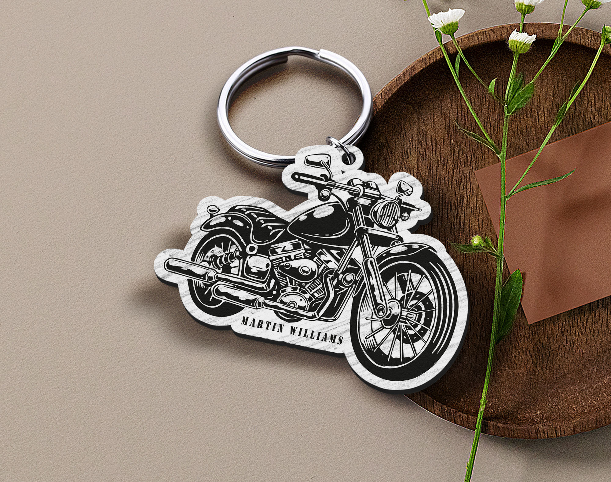 Personalized Name Motorcycle Helmet Keychain Gift for Biker - nany_shops