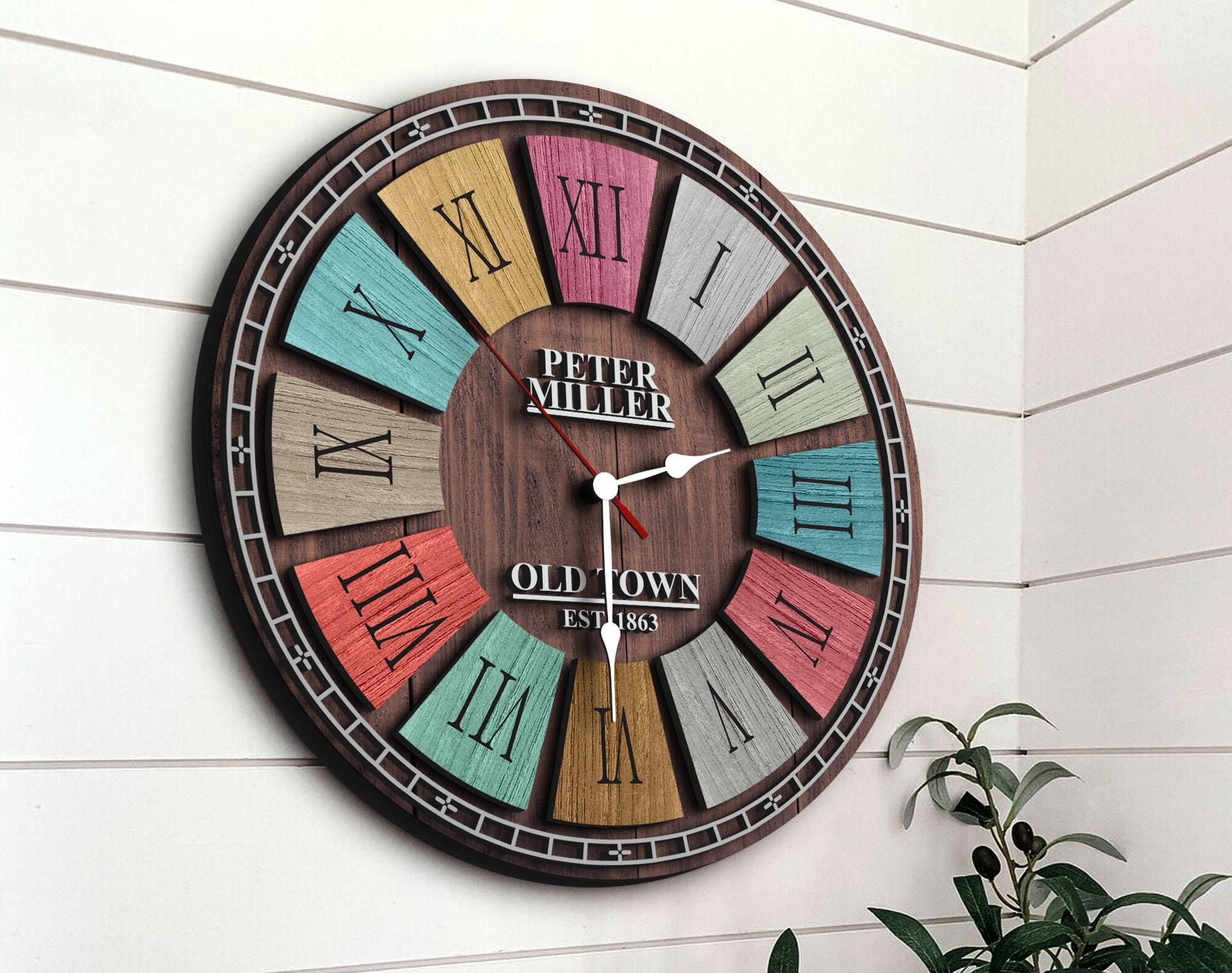 Personalized Big 3D Wooden Wall Clock, Oversized Clock, Custom Large ...