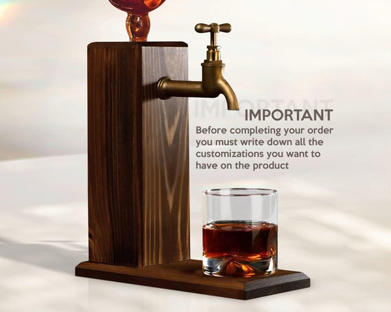 Personalized Embossed Named Wooden Whiskey Dispenser, Bar, Home Bar, Pub and Pub Shed, Wine, Vodka, Liquor Dispenser, Wood Drink Fountain