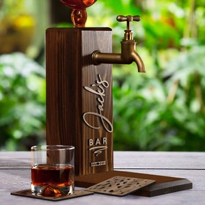 Personalized Embossed Name Wooden Whiskey Dispenser, Wood Dispenser, Liquor Dispenser, Whiskey Fountain, Beverage Dispenser, Drink Dispenser, christmas gift, Anniversary gift, father gift, wine, jack daniels, whiskey bar, pub, pub shed, bar