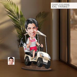 Personalisierter 3D-Karikatur-Golfspieler übergroße Figur Schmuckstück, benutzerdefinierte Karikaturporträt, Geschenk für ihn, Wohnkultur, Geburtstagsgeschenk