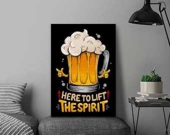 Beer Designed Canvas Wall Art, Custom Canvas Painting, Home Decor, Gift for Beer Lovers, Wall Decor, Bar Decor, Basement Bar, Bar Sign