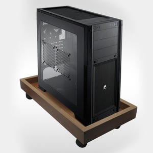 木製コンピュータタワースタンド PC スタンド、キャスター付きモバイル CPU スタンド、デスクトップ PC フロアカーペット テーブル下タワースタンド ゲーミングコンピュータケース