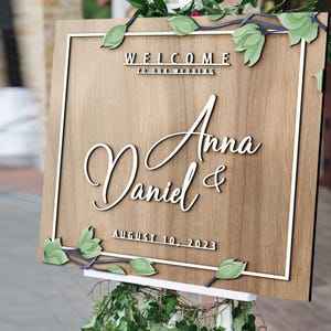Personalised 3D Wood Welcome Wedding Sign, Rustic Welcome Sign, Wedding Poster, Wood Wedding Decor, Bridal Shower Welcome Sign, Wedding Gift