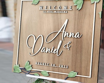 Personalised 3D Wood Welcome Wedding Sign, Rustic Welcome Sign, Wedding Poster, Wood Wedding Decor, Bridal Shower Welcome Sign, Wedding Gift