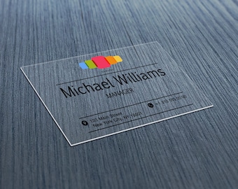 Personalized Clear Acrylic Laser Cut Business Card, Custom Clear Acrylic Card, Personal Card, Business Card with Logo, Laser Cut Card