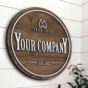 Personalized Wooden Logo Sign, Wooden Round Sign, Custom Wood Office Sign, Business Commerical Signage, Shop Logo Sign, Laser Cut Logo Sign image 9