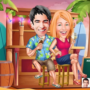Personalized Cartoon Valentines Drawing, Custom Cartoon Couple Drawing, Cartoon Portrait Drawing, Custom Caricature Drawing, Digital Art