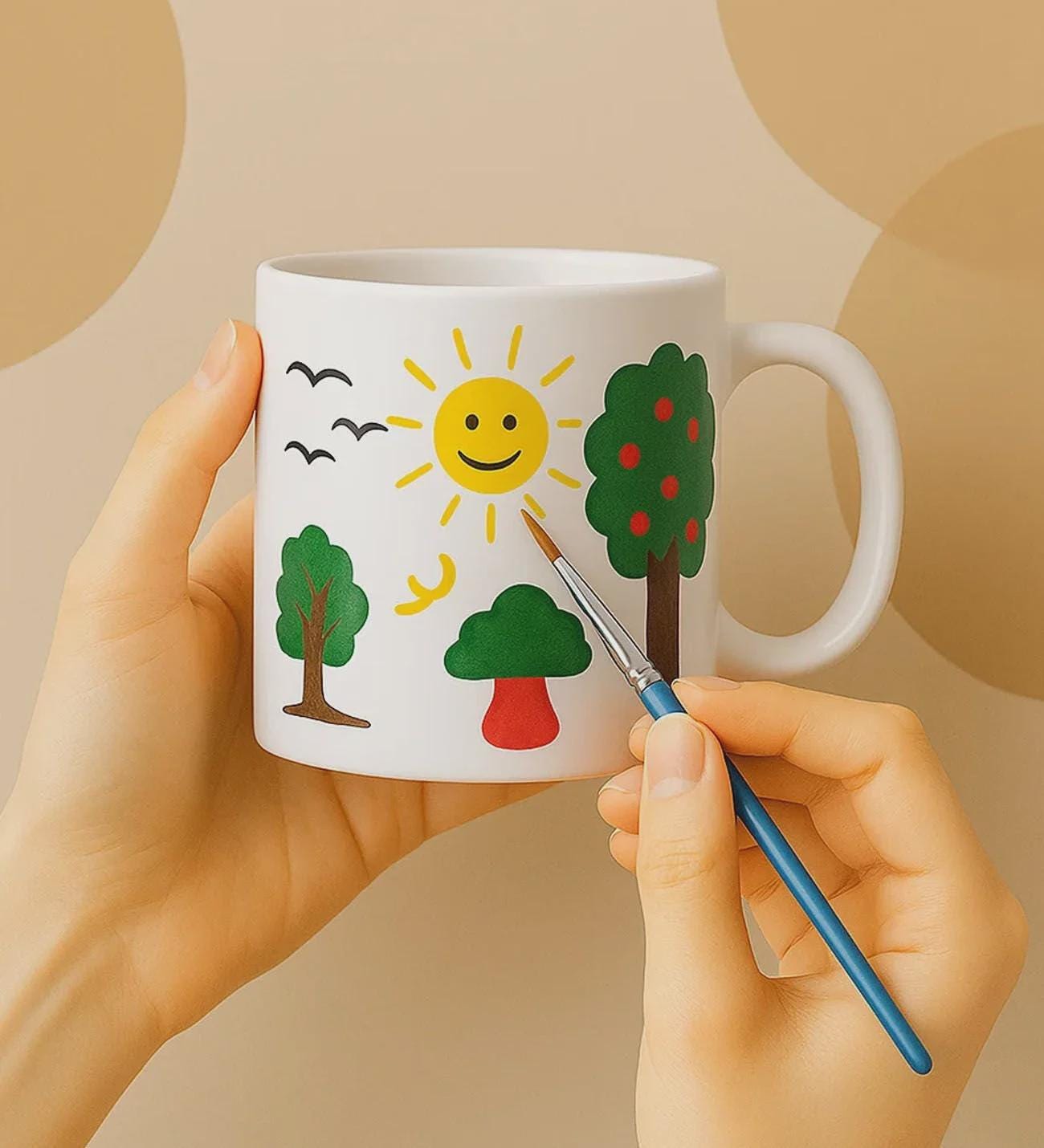 マグカップセット （テスト出品） 自分だけのマグカップをデザインしよう – ペイントできる陶器製