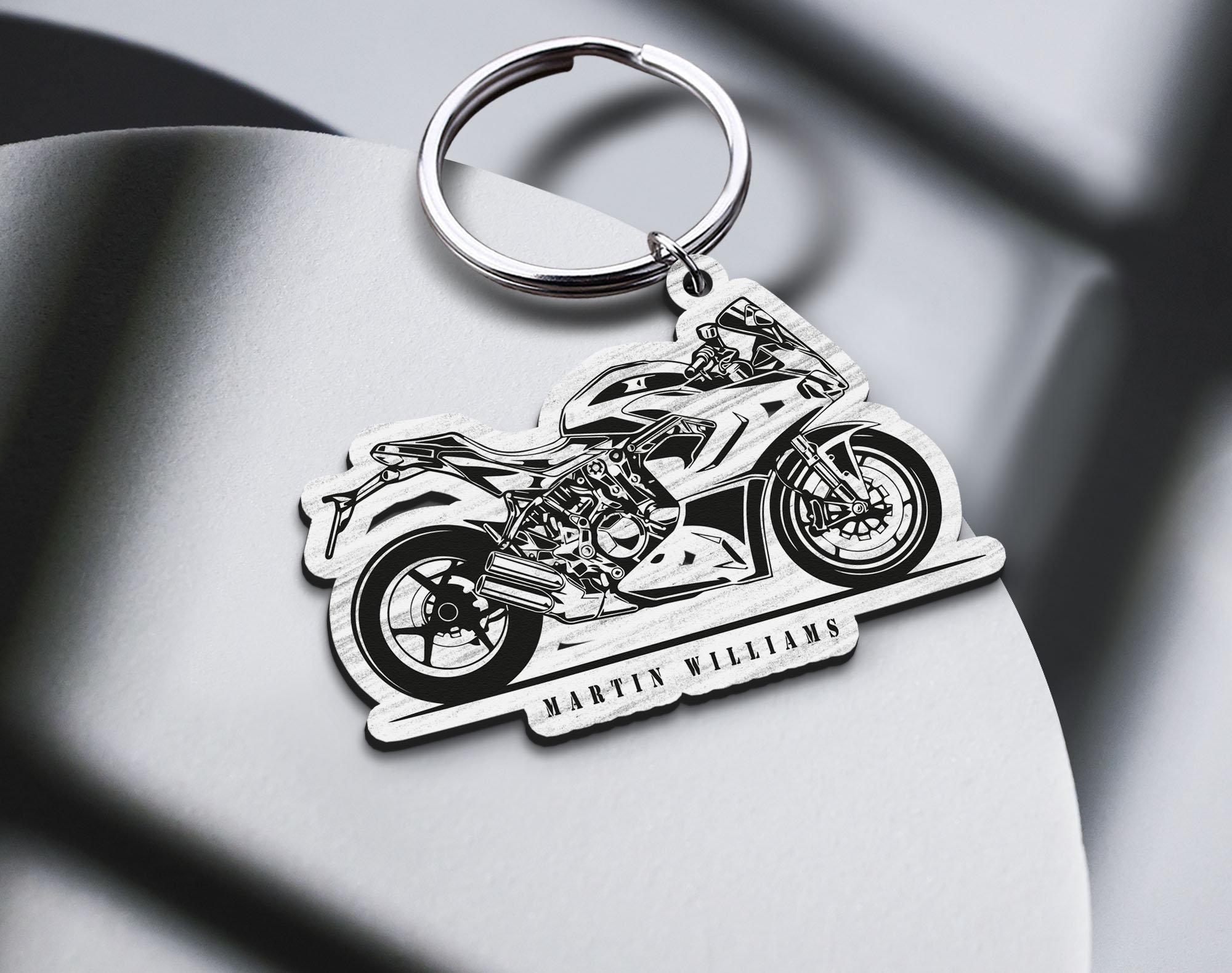 Personalized Motorcyclist Keychain, Motorcycle Keyring, Best Gift for ...