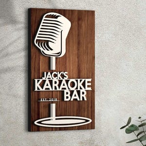 Personalized Wooden Karaoke Bar Sign, Custom Wood Sign, Personalized Wood Sign, Karaoke Bar Decor, Home Decor, Karaoke Bar, Wall Decor
