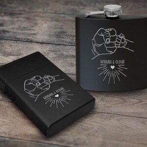 Set regalo con fiaschetta e scatola per sigarette incisa al laser personalizzata, fiaschetta personalizzata da 6 once, custodia per sigarette in metallo, il miglior regalo per papà