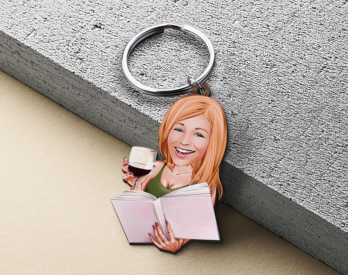 Keychain With Personalized Caricature Portrait, Birthday Gift, Custom ...