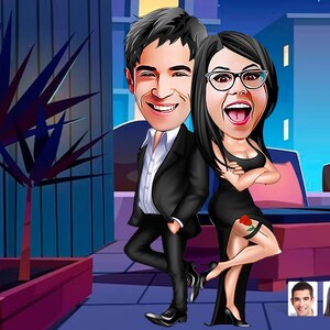 Desenho personalizado dos namorados dos desenhos animados, desenho personalizado do casal dos desenhos animados, desenho do retrato dos desenhos animados, desenho personalizado da caricatura, arte digital
