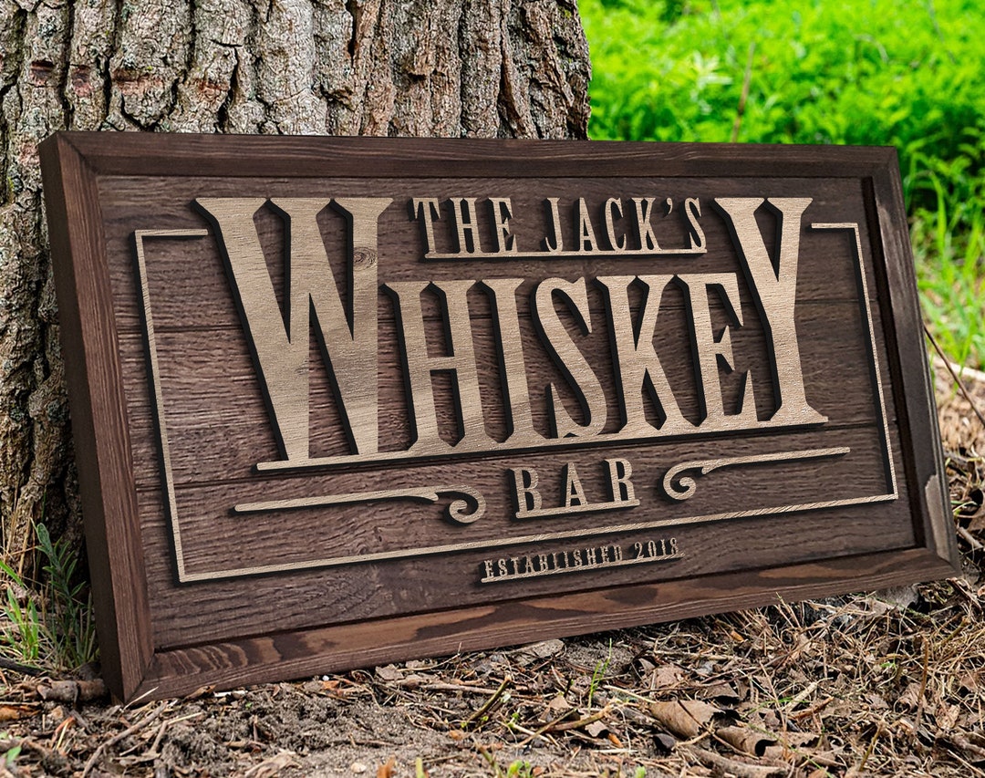 Personalized Handmade Oak Tree Bar Sign, Custom Wood Bar Sign, Bar and
