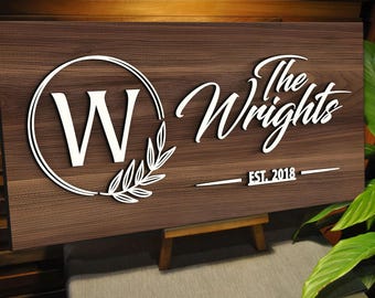 Personalized Colored Wooden Wedding Gift Last Name Established Sign, Family Name Sign, Wooden Sign, Custom Wood Sign, Anniversary Gift