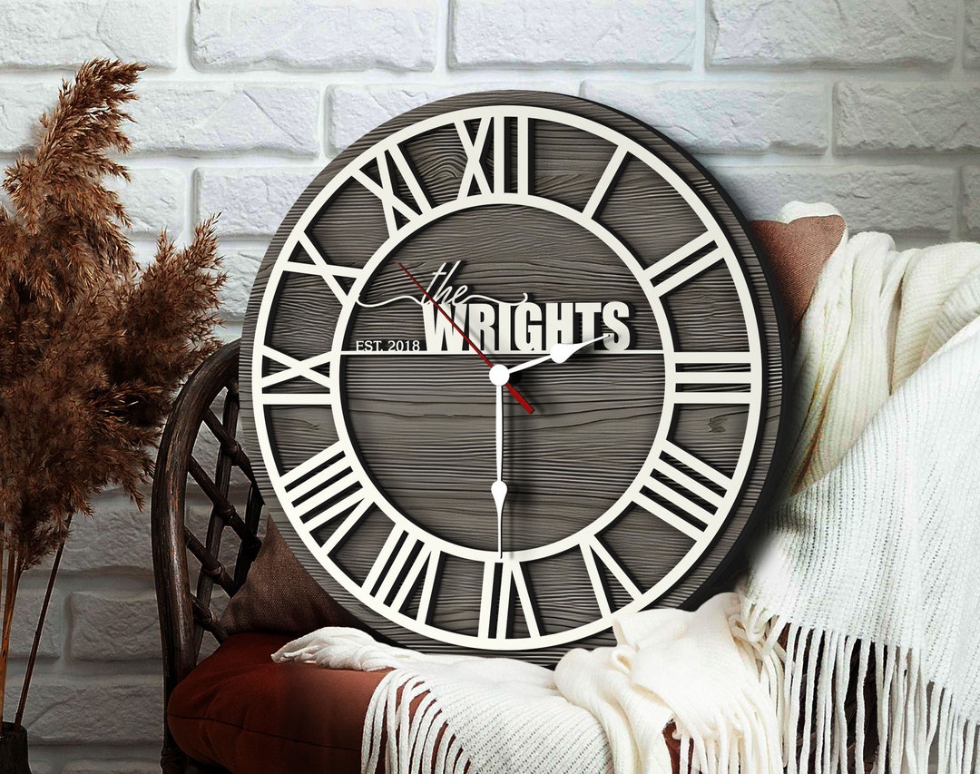 Personalized 3D Wooden Oversized Wall Clock, Custom Large Wall Clock
