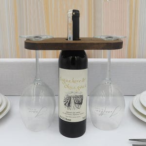 Personalised Named Wine Glasses and Holder Set, Wooden Wine Holder Set, Wine Gift, Family Gift, Valentine's Day Gift, Anniversary Gift