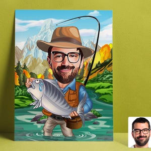 Customized Cartoon Fisherman B, Custom Catch Fisherman Figure, Fishing Personalized Gift, Best Gift for Fisherman, Fisherman's Gift
