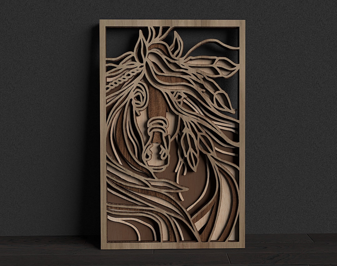 3D Wooden 4 Layered Horse Portrait Wall Art Minimalist Wood Etsy
