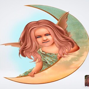 Personalisierte Fee Mädchen Zeichnung / Kind Cartoon Zeichnung / Mädchen Kinder Zeichnung / Halloween Geschenk, Happy Halloween