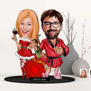Personalized 3D Wooden Cartooned Lover Couple Figurine Trinket, Custom