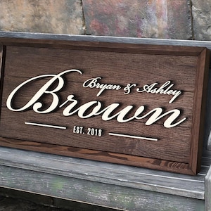 Personalized Oak Tree Name Sign, Custom Wood Family Sign, Last Name Sign, Wedding Gift, Home Decor, Anniversary Gift, Housewarming Gift