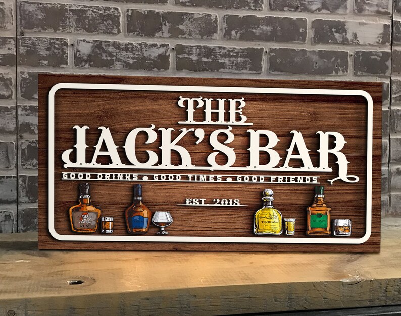Personalized Wooden Bar Sign Custom Wood Sign Personalized Etsy