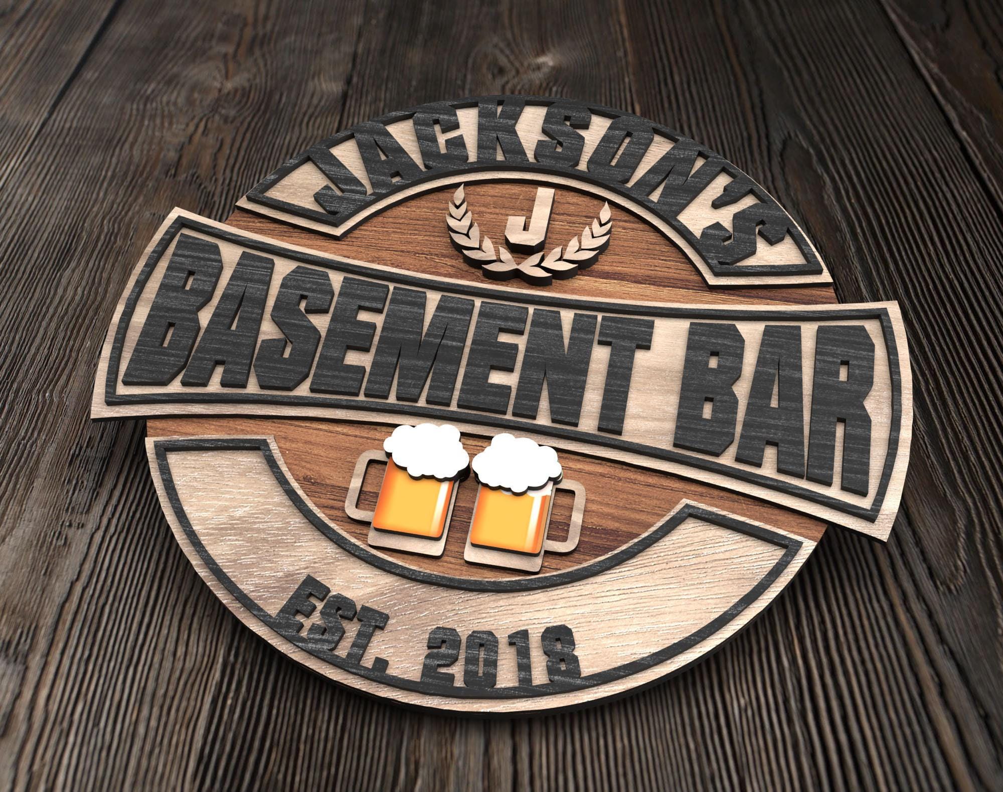 Personalized Bar Sign, Round Wooden Sign, Custom Wood Sign, Home Bar ...