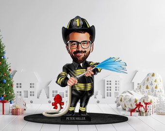 Personalisiertes 3D Cartoon Feuerwehrmann-Schmuckstück, Personalisiertes Cartoon Feuerwehrmann Portrait, Geburtstagsgeschenk, Weihnachtsgeschenk, Geschenk für Ihn