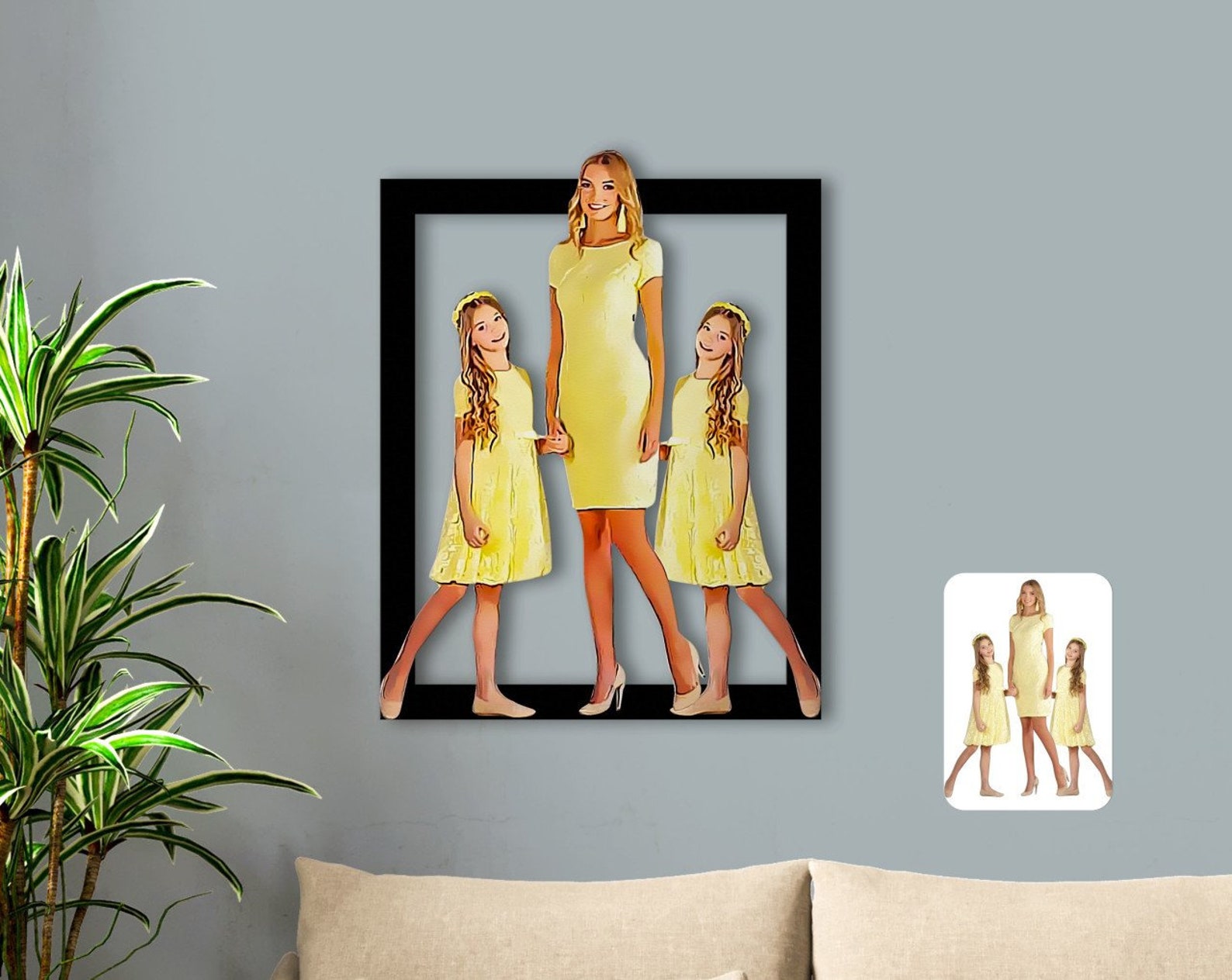 Personalized Cartoon Couple Wooden Wall Art Custom Etsy