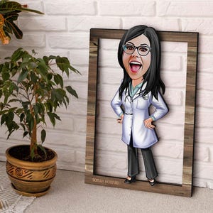 Personalisierte 3D Holz Cartooned Doktor Wandkunst, Benutzerdefinierte Karikatur Porträt, Wohnkultur, Geburtstagsgeschenk, Weihnachtsgeschenk, Jubiläumsgeschenk
