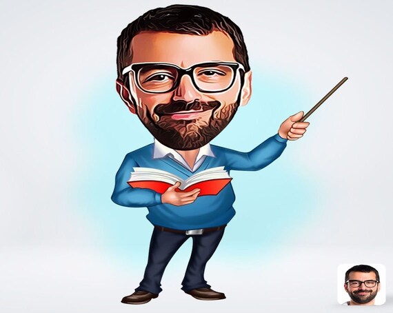 Personalized Male Teacher Drawing / Male Teacher Cartoon - Etsy Personalized Male Teacher Drawing / Male Teacher Cartoon - Etsy