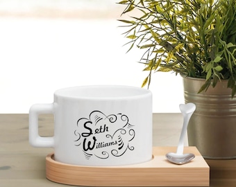 Tazza di legno Stand per 6 tazze da tè da caffè con 4 tazze floreali