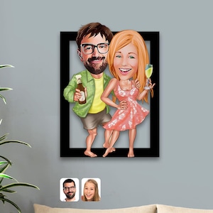 Custom Beach 3D Wooden Cartoon Portrait, Gift Cartoon Beach Ocean Summer Print Decor Valentine's Day Gift, Summer Gift