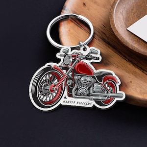 Personalized Motorcyclist Keychain, Motorcycle Keyring, Best Gift for Boyfriend, Custom Biker Key Ring, Gift for Her, Motorcycle Gift