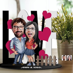 Personalisierte handgemachte 3D-karikaturierte Holzliebhaber Paar Figur Schmuckstück, benutzerdefinierte Liebhaber Porträt, Holzkunst, Valentinstagsgeschenk, Wohnkultur