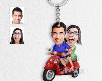 Personalized Cartoon Custom Large Motorcycle Keychain, Motorcycle Keychain, Cyclist Keychain,Sports,Bicycle Lover Gift,Personalized Keychain