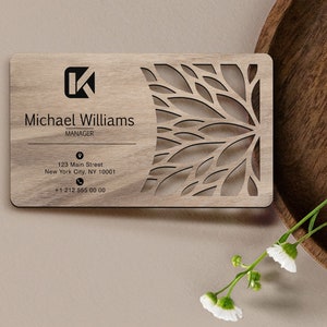 Personalized Wood Laser Cut Business Card, Custom Wooden Business Card, Personal Card, Busineess Card with Logo, Laser Cut Wood Card