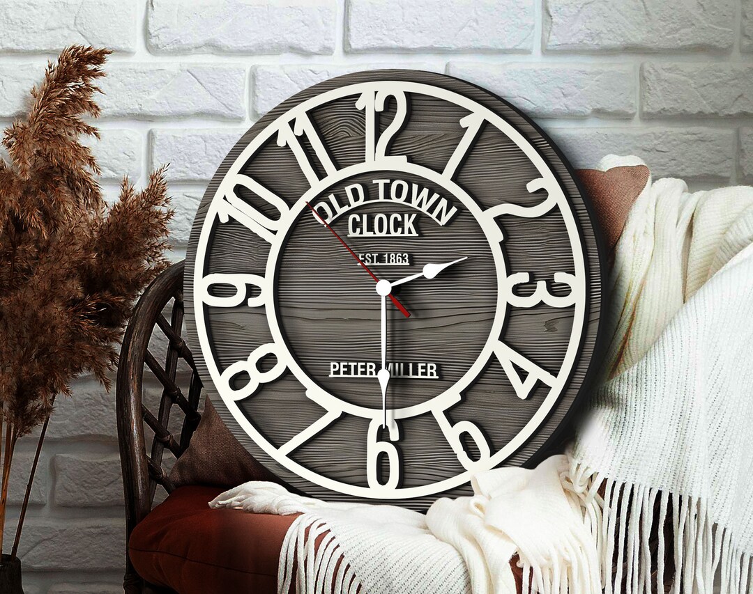 Personalized 3D Wooden Oversized Wall Clock, Custom Large Wall Clock