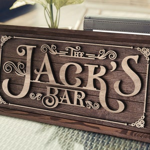 Personalized Handmade Oak Tree Bar Sign, Custom Wood Bar Sign, Bar and ...