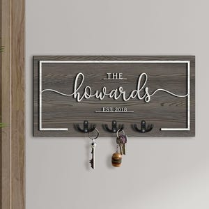 Personalized Wooden Entryway Organizer, Key Holder, Wood Mail Organizer, Exotic Walnut Entryway Organizer for Home Decor, Rustic Home Decor