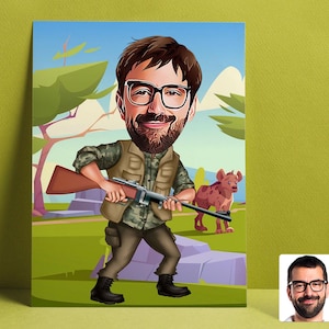 Customized Cartoon Hunter, Custom Hunting Figure, Huntsman Personalized Gift, Best Gift for Hunter, Christmas Gift, Gift for Him