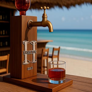Personalized Embossed Name Wooden Whiskey Dispenser, Wood Dispenser, Alcohol Dispenser, Whiskey Fountain, Beverage Dispenser, Gift for Him