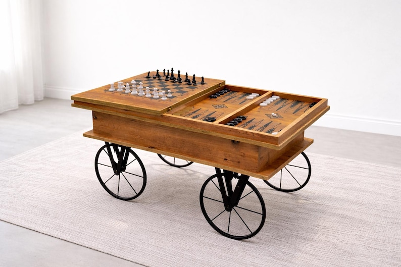 Smart multifunktionellt schack- och backgammonsoffbord bild 8