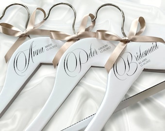 Personalized White Wedding Hanger, Engraved Wedding Hanger, Gridesmaid Hanger, Wedding Dress Hanger, Bride Hanger, Groom Hanger