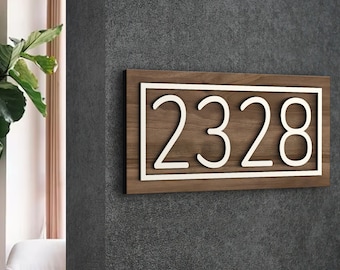 Personalized Wood House Number Sign, Custom Address Number Sign, Porch Address Plaque, Wedding Gift, Address Plaque Sign, Housewarming Gift