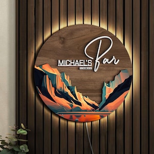 WODORO Custom Welcome To Our Bar Wood Sign Wall Plaque (NOT REAL CARVED), Basement