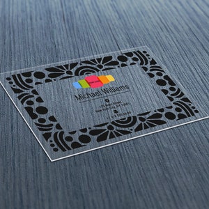 Personalisierte klare Acryl Laser Cut Visitenkarte, Benutzerdefinierte klare Acryl Laser Cut Visitenkarte, persönliche Karte, Visitenkarte mit Logo, Laser Cut Karte